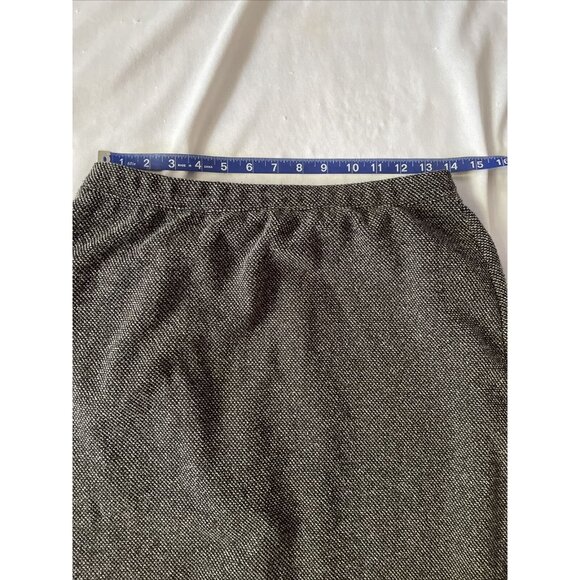 Black & White Herringbone Midi Skirt With Elastic Waistband & Back Slit Size 14 - Picture 6 of 12